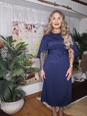 Navy Midi/Maxi Faux Wrap Dress